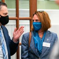 Two people talking with each other